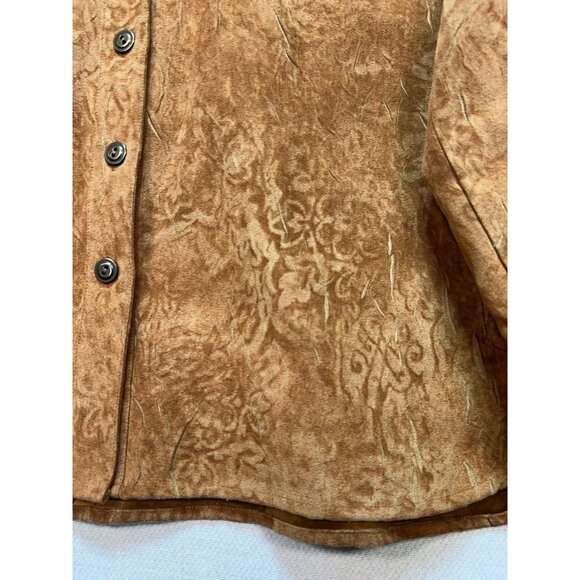 Christopher & Banks Women's Dress Shirt Long Sleeve Sz XL Brown Floral Button Up - Picture 8 of 12